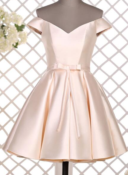 Off The Shoulder Party Dress Satin Sweet Party Dresse Hand Made Formal Dress Sa1519
