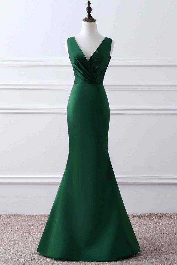 slim fit dress slacks Mismatched Emerald Green Mermaid Most Popular Wedding Guest Dress, Lon –  bridalsew main image 0