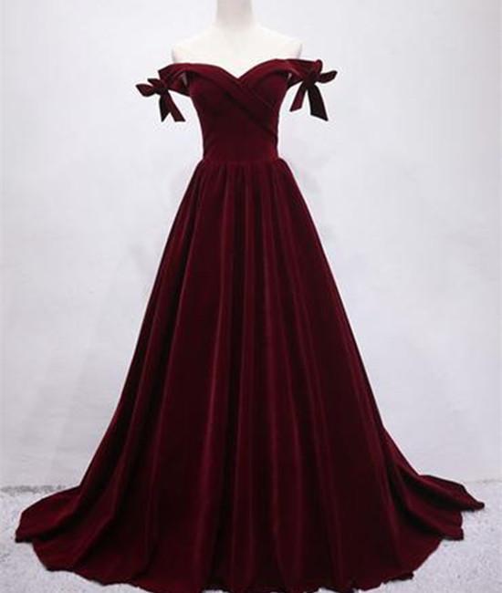 Off Shoulder Velvet Long Prom Dress Formal Dress, Evening Dress Sa1588