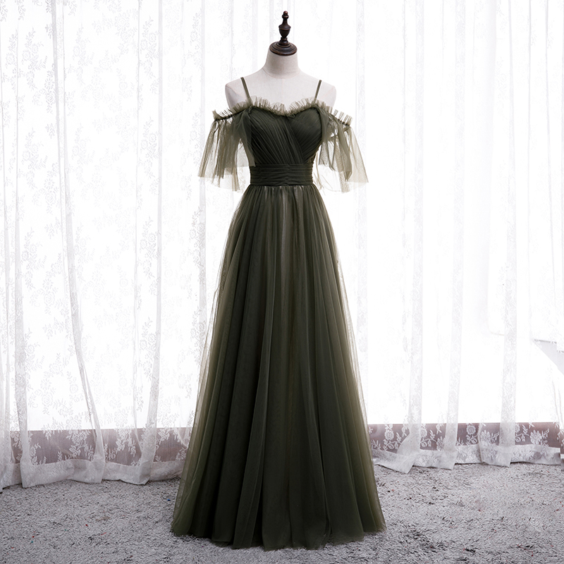 Graceful Off-shoulder Dark Green Evening Gown on Luulla