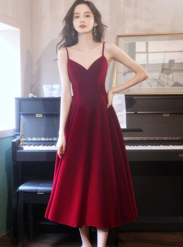 V-neckline Straps Bridesmaid Dresses,formal Dress Wine Red Short Party Dresses Sa1711