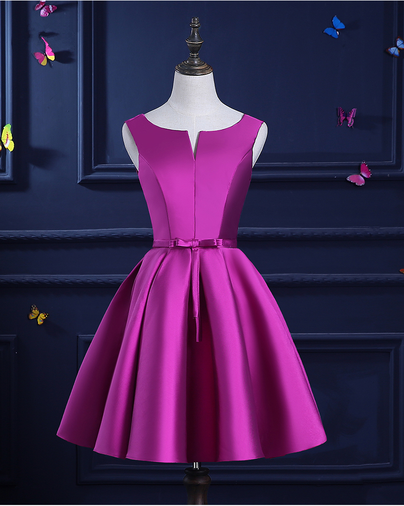 Purple Satin Knee Length Formal Homecoming Dress Short Formal Dress Banquet Party Dress Sa1742