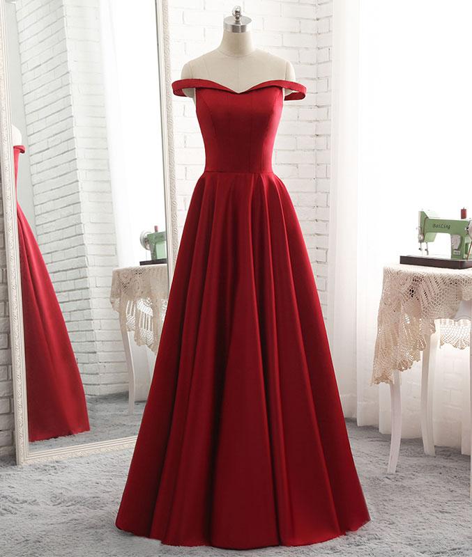 Red Satin A-line Formal Prom Dress Long Prom Dress Formal Dress Sa1744