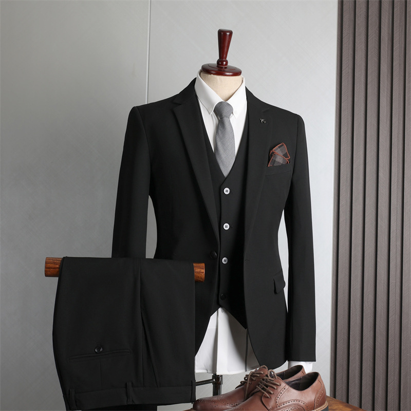 Suit Men's Autumn And Winter Groom Wedding Dress Slim Formal Men's Business Casual Temperament Large Size Three-piece Suit Ms17