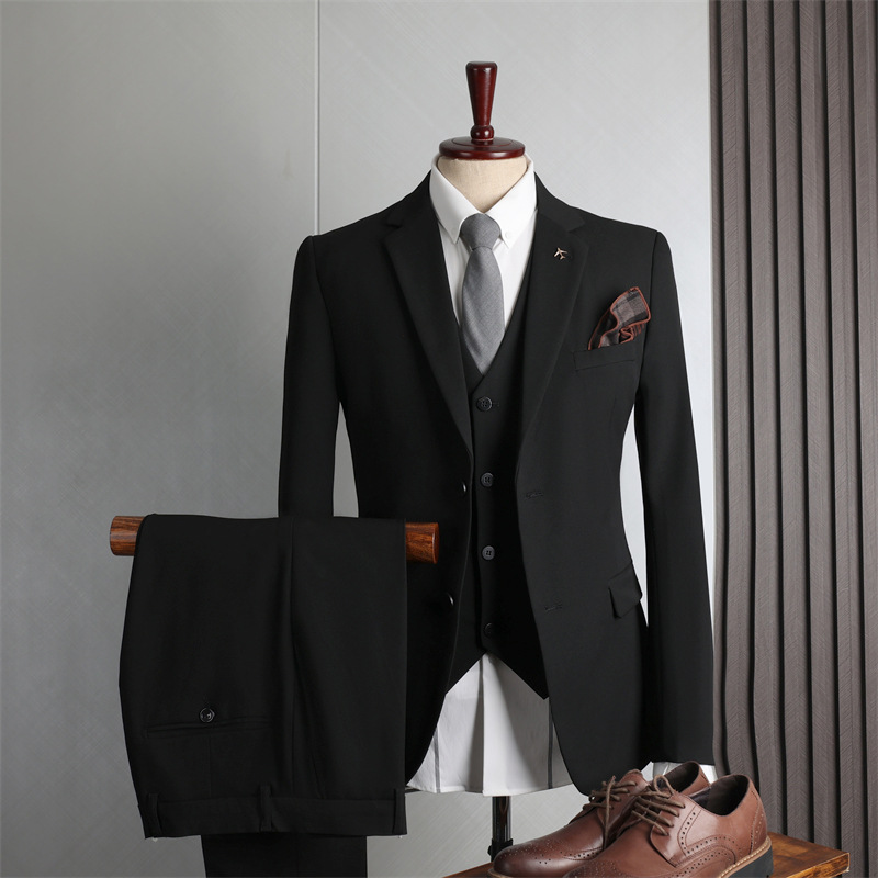 Suit Men's Autumn And Winter Groom Wedding Dress Slim Formal Men's Business Casual Temperament Large Size Three-piece Suit Ms18