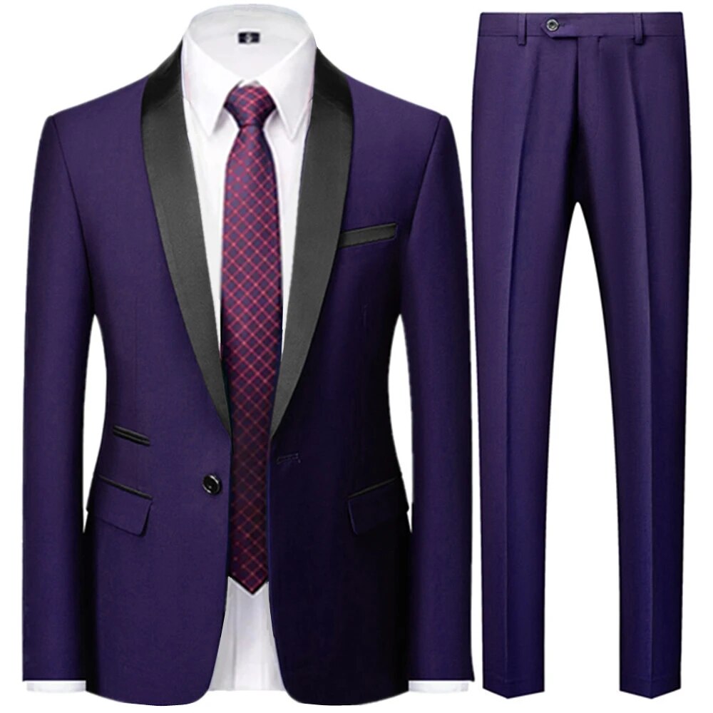 Men Suits Jacket Trousers Male Business Casual Wedding Blazers Coat Pants 2 Pieces Set Ms91