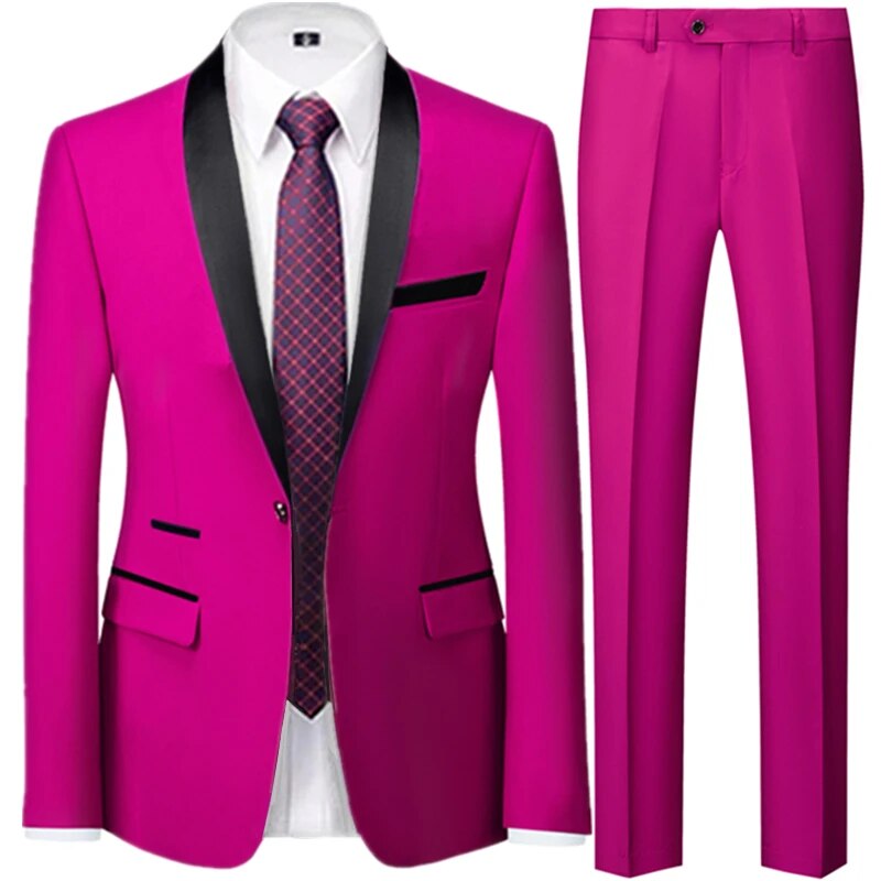 Men Suits Jacket Trousers Male Business Casual Wedding Blazers Coat Pants 2 Pieces Set Ms94