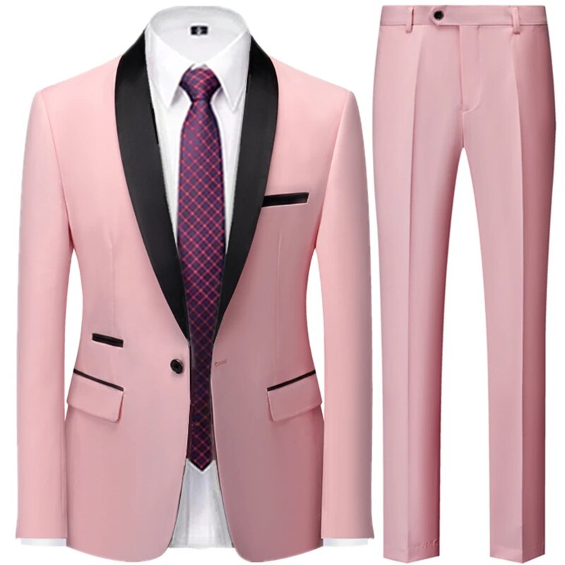 Men Suits Jacket Trousers Male Business Casual Wedding Blazers Coat Pants 2 Pieces Set Ms95