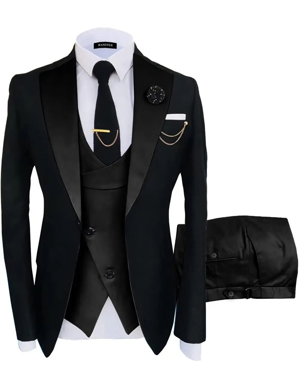 3 Pcs Set Blazers Jacket Vest Pants Men's Casual Boutique Business Oblique Breasted Vest Suit Coat Trousers Ms114