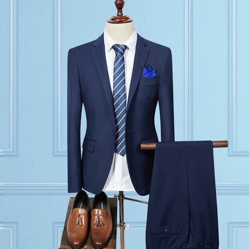 Single Breasted Slim Fit Suits Men's Business Suits Dress Jacket Pant Set Ms145