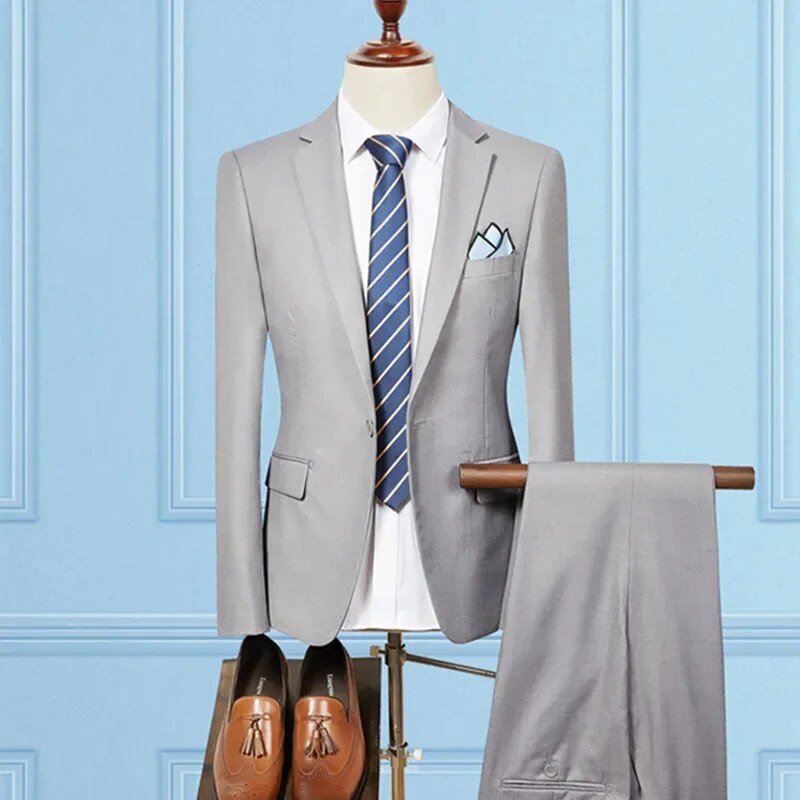 Single Breasted Slim Fit Suits Men's Business Suits Dress Jacket Pant Set Ms147