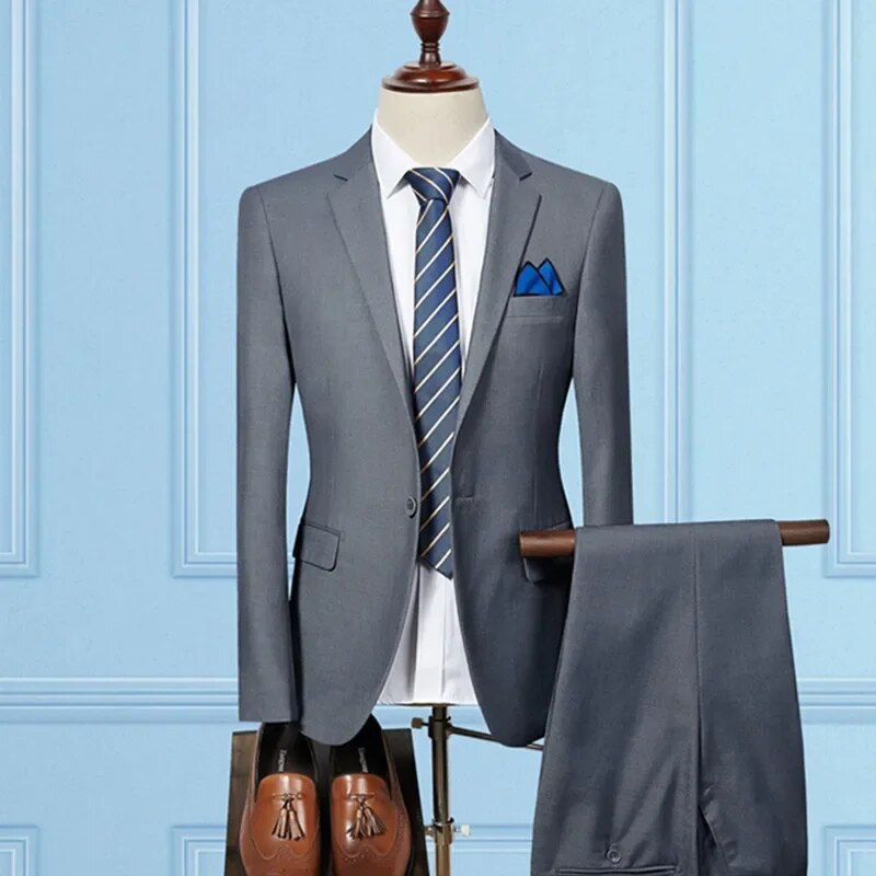 Single Breasted Slim Fit Suits Men's Business Suits Dress Jacket Pant Set Ms148