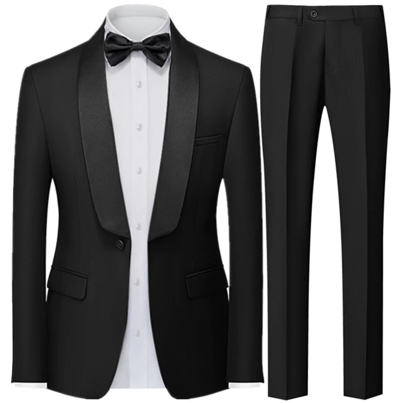 Men British Style Slim Suit 2 Piece Set Jacket Pants Male Business Gentleman High End Custom Dress Blazers Coat Ms160