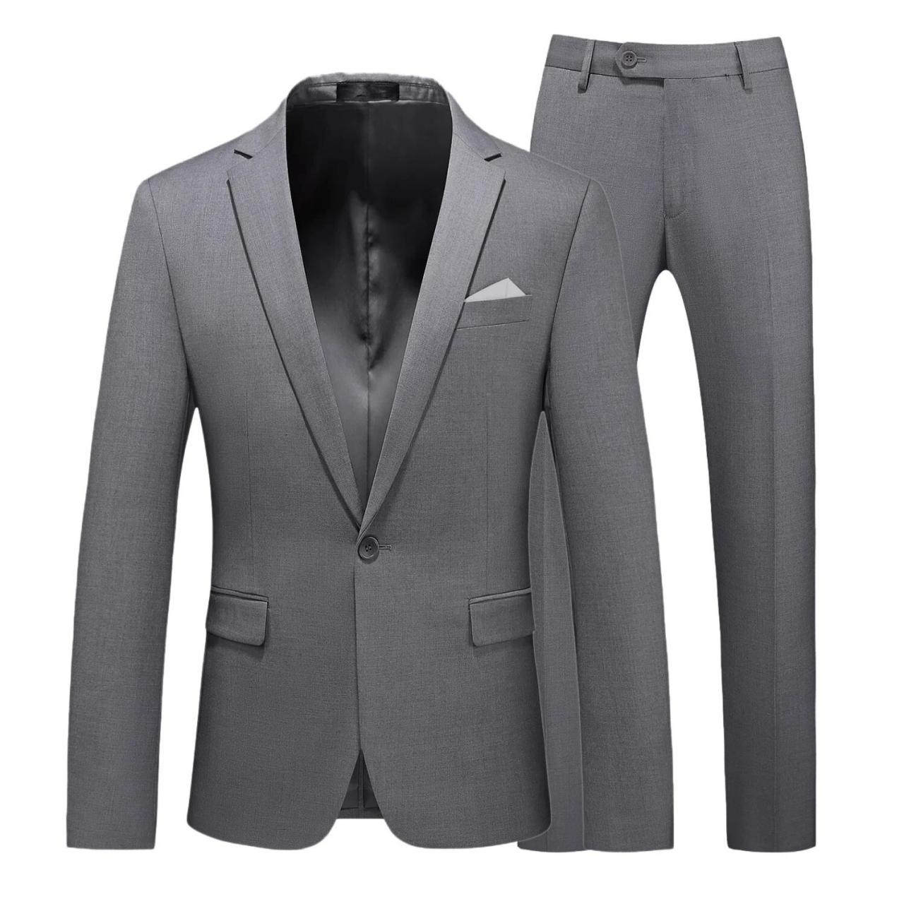 Men's Business High Quality Gentleman Black 2 Piece Suit Set Blazers Coat Jacket Pants Classic Trousers Ms217