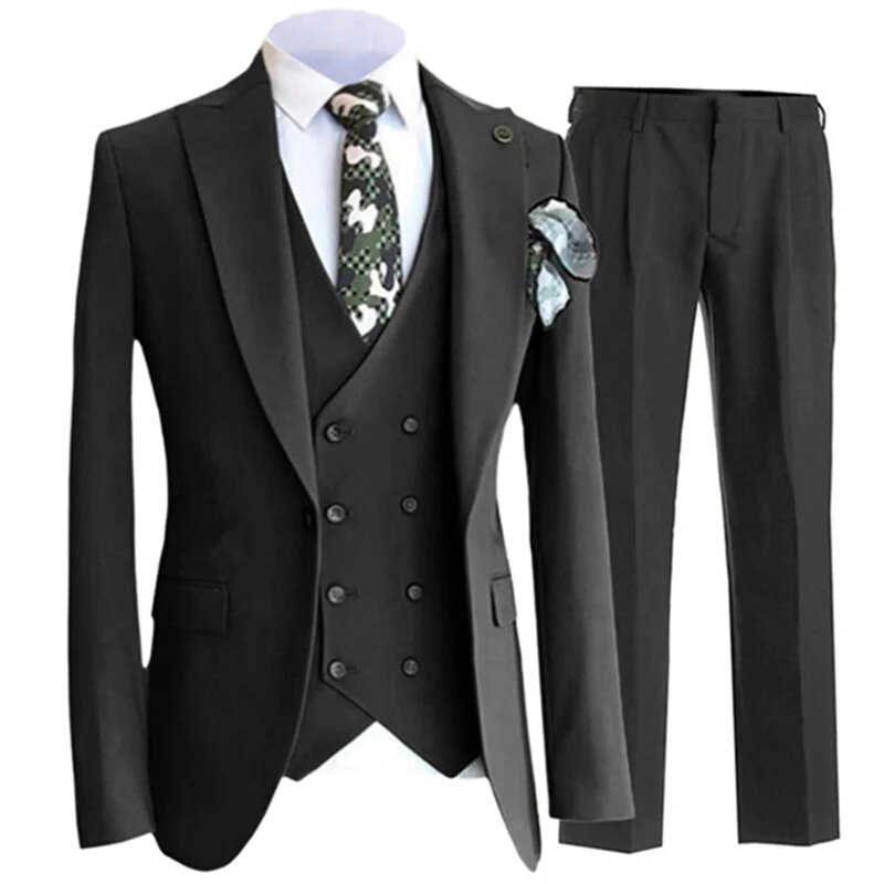 Blazer Pants Vest Men Suits Wedding Dress Floral 3 Piece Set Male Luxury Sloid Color Blazers Jacket Coat Trousers Waistcoat Ms239