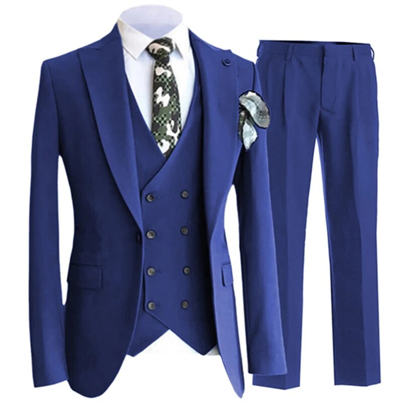 Blazer Pants Vest Men Suits Wedding Dress Floral 3 Piece Set Male Luxury Sloid Color Blazers Jacket Coat Trousers Waistcoat Ms240