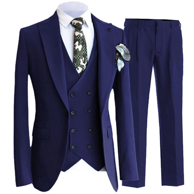 Blazer Pants Vest Men Suits Wedding Dress Floral 3 Piece Set Male Luxury Sloid Color Blazers Jacket Coat Trousers Waistcoat Ms242