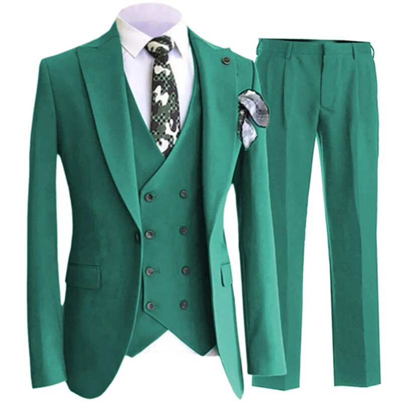 Blazer Pants Vest Men Suits Wedding Dress Floral 3 Piece Set Male Luxury Sloid Color Blazers Jacket Coat Trousers Waistcoat Ms243