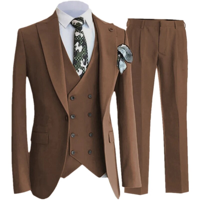 Blazer Pants Vest Men Suits Wedding Dress Floral 3 Piece Set Male Luxury Sloid Color Blazers Jacket Coat Trousers Waistcoat Ms246