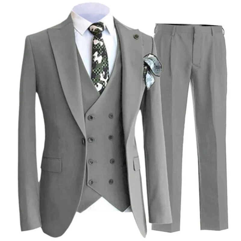 Blazer Pants Vest Men Suits Wedding Dress Floral 3 Piece Set Male Luxury Sloid Color Blazers Jacket Coat Trousers Waistcoat Ms247
