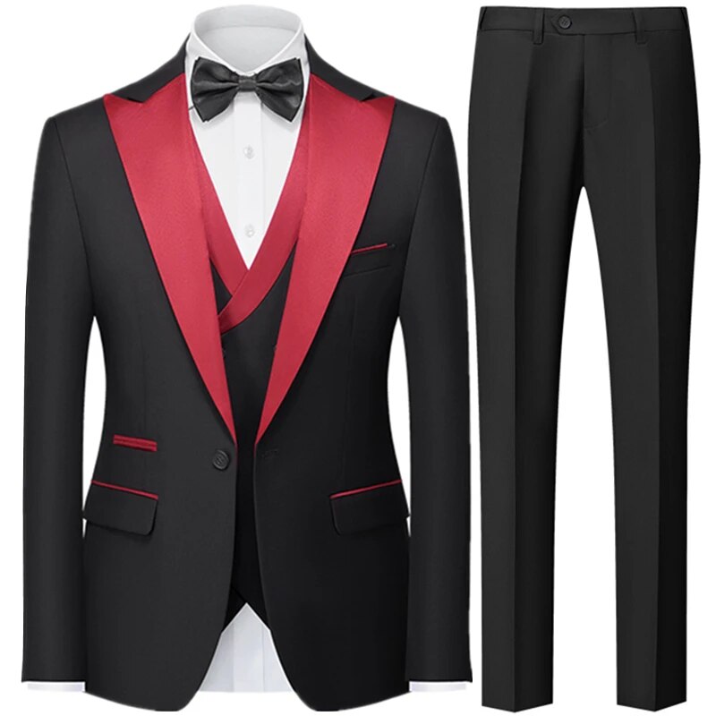 Men British Style Slim Suit 3 Piece Set Jacket Vest Pants / Male Business Gentleman High End Custom Dress Blazers Coat Ms268