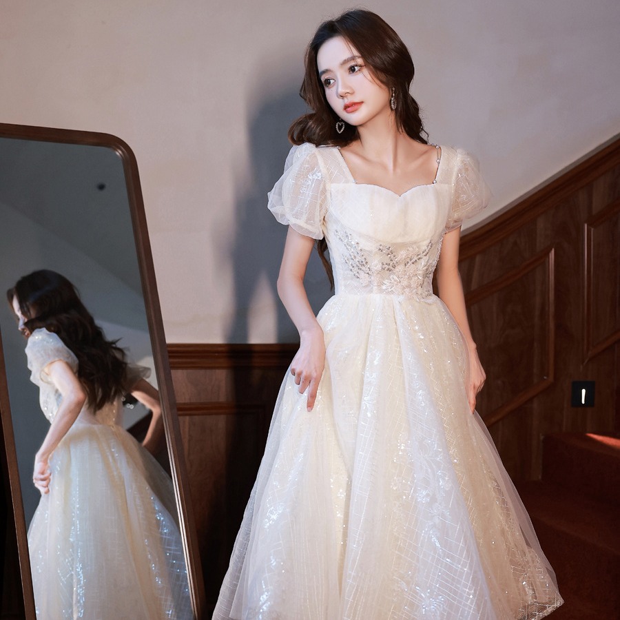 White gown with sleeves cheap