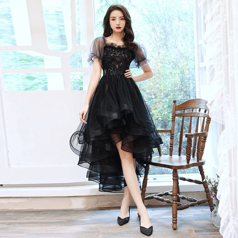 Black Lace Evening Gown With Sheer Sleeves on Luulla