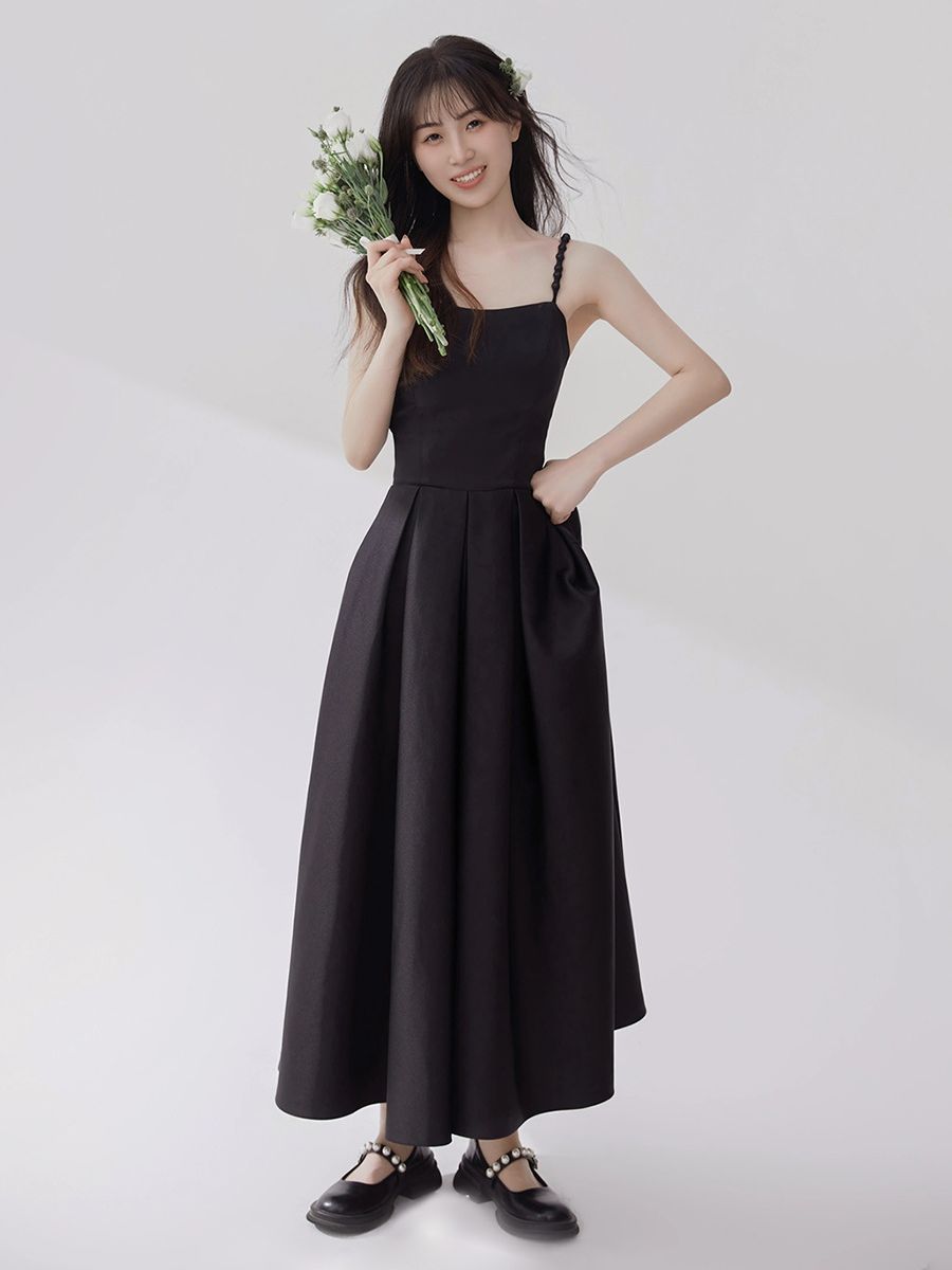 Black Sleeveless Maxi Dress With Pockets