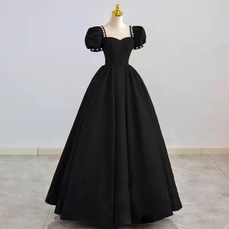 Black Cap Sleeve Prom Dress Evening Dress Sa1860