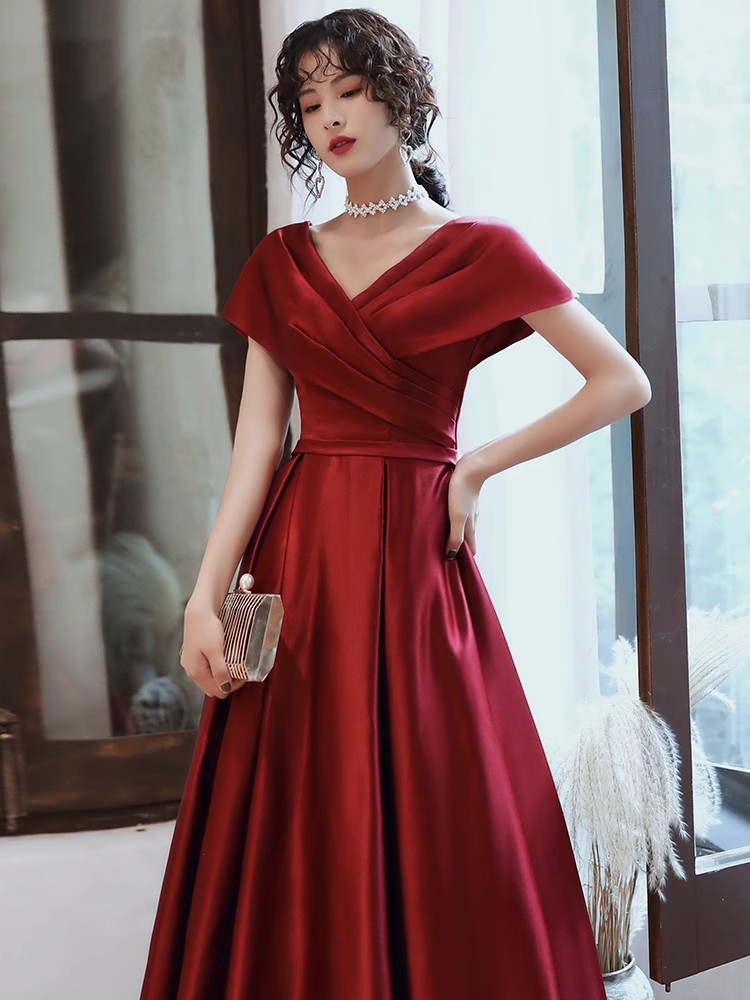 Red Cap Shoulder Prom Dress Evening Dress Sa1898