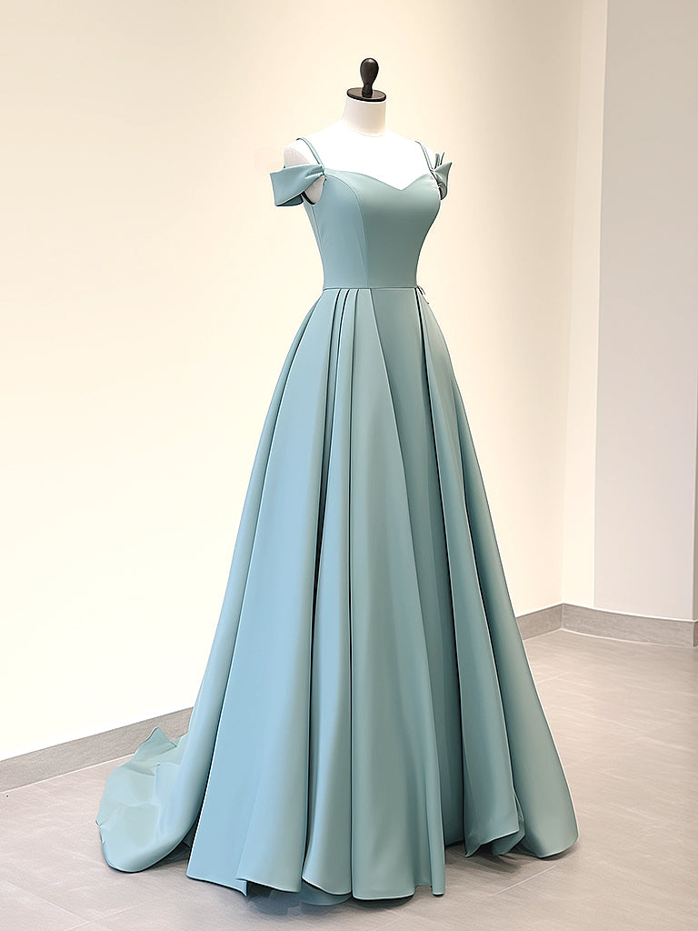 Off Shoulder Satin Blue Long Prom Dress Formal Long Evening Dress Sa1916