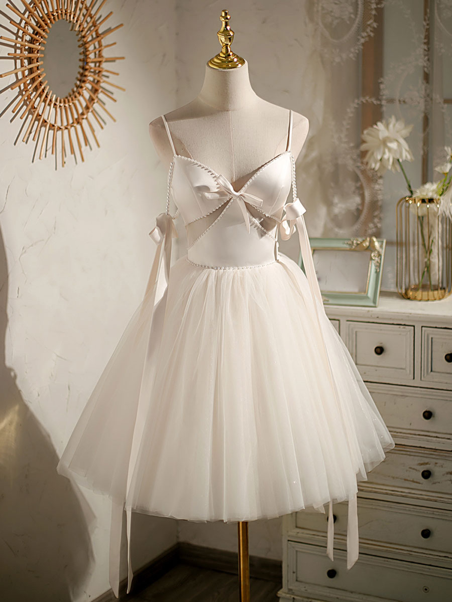Ivory Tulle Dress With Satin Ribbon Accents on Luulla