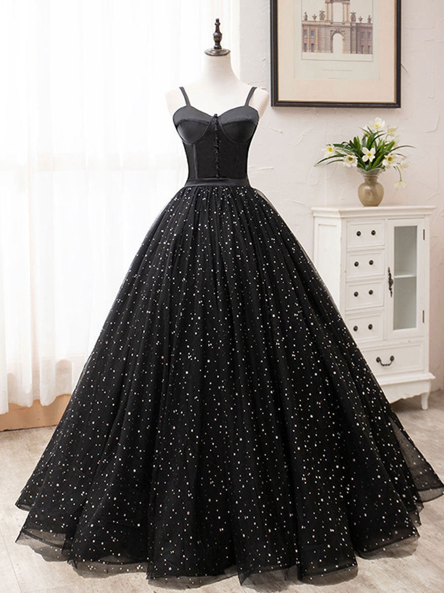 Black Sweetheart Tulle Long Prom Dress Formal Evening Dress Sa2056