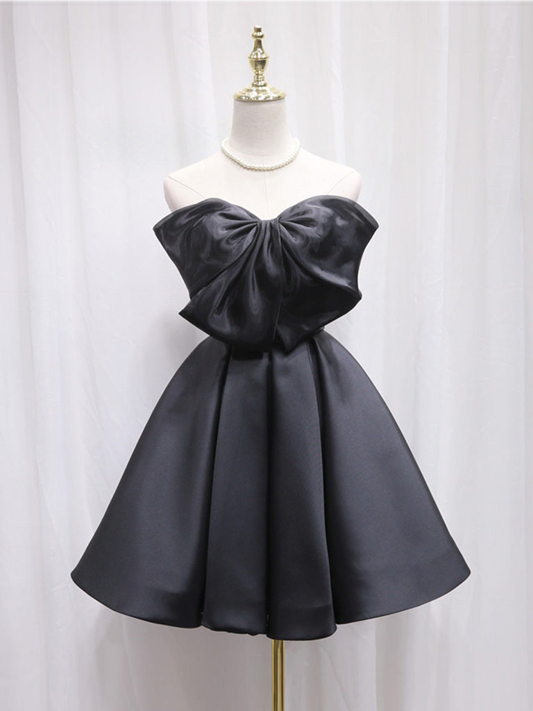 Black Tulle Satin Short Prom Dress Homecoming Formal Dress Sa2082