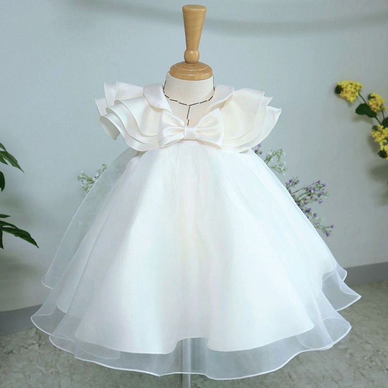 Children's Dress For Baby Girl's Birthday, White Tutu Dress, White Flower Girl Princess Dress Fk123
