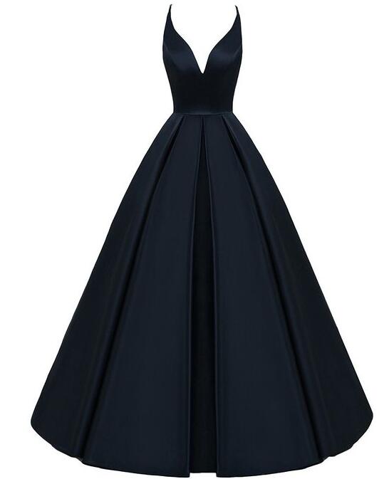 Navy Blue Prom Dress Full Length Backless Evening Dress Formal Dress Sa2110