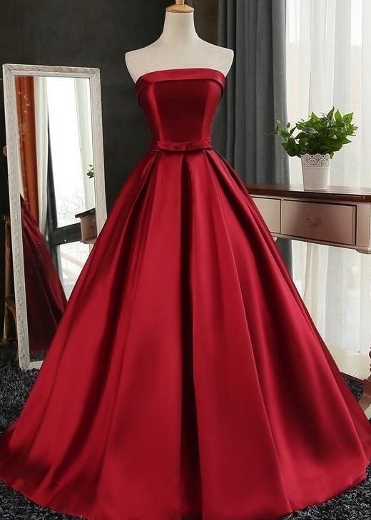 Red Strapless Prom Dress Full Length Evening Dress Formal Dress Sa2122