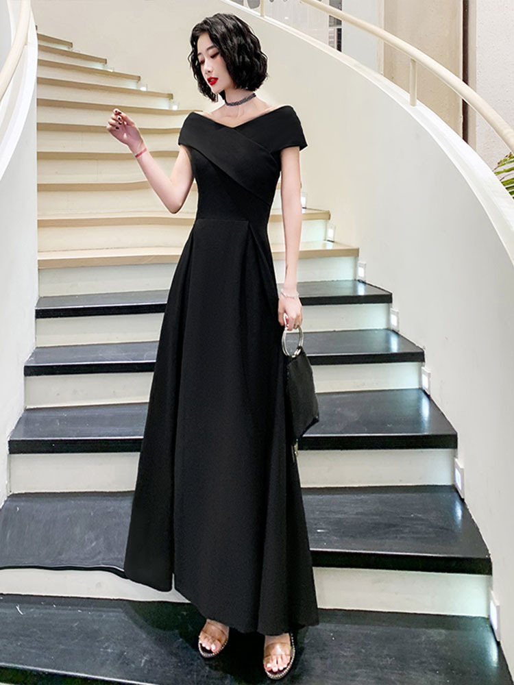 Black Full Length Prom Dress Evening Dress Formal Dress Sa2128