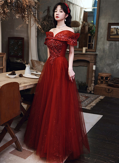 Red lace chiffon gown dress cheap
