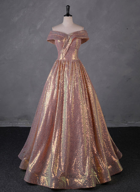 slim fit dress slacks Rose Gold Off The Shoulder Maxi Fitted Gala Formal Evening Dress EN5009 Size 16 / Rose Gold main image 0