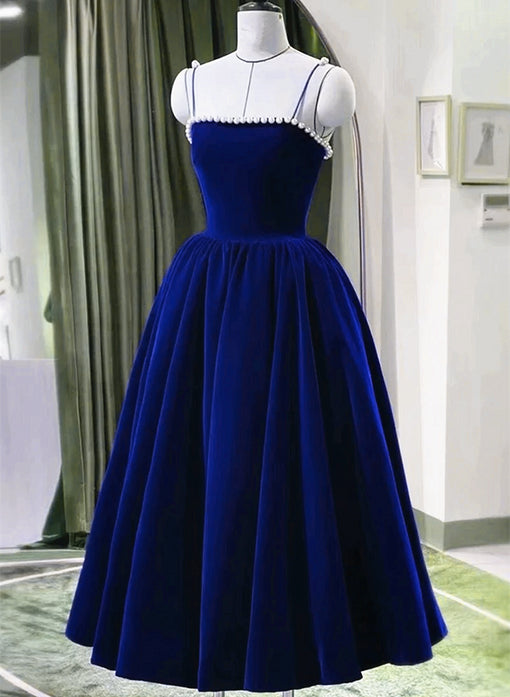white christmas dresses Off Shoulder Royal Blue Velvet Elegant A-line Prom Dresses,PD00322 –  AlineBridal main image 1