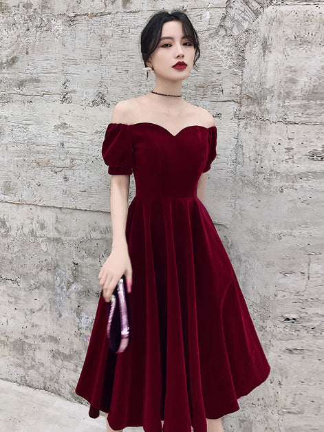 Off-shoulder Velvet Evening Gown For Women