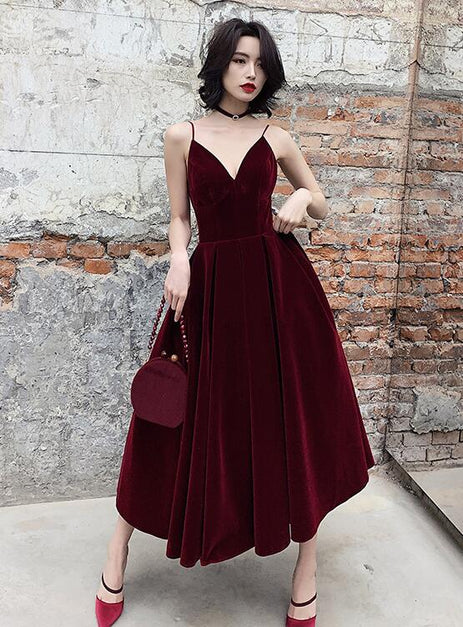 Sweetheart Straps Tea Length Party Dress Red Formal Dress Sa2422