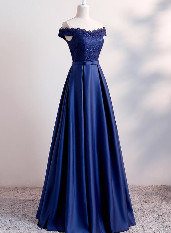 navy blue floor length bridesmaid dresses Navy Sweetheart Neck Strapless Mermaid Horsehair Bridesmaid Dress