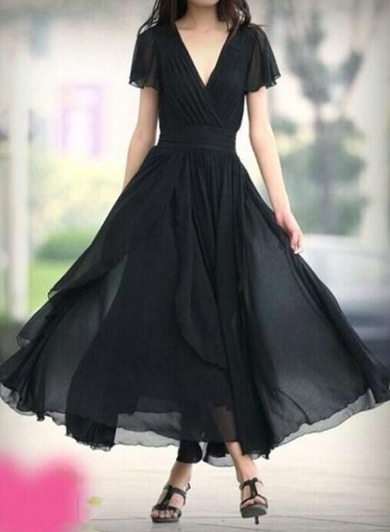informal evening dress Velvet black dress with crystal and gold embroidery main image 1