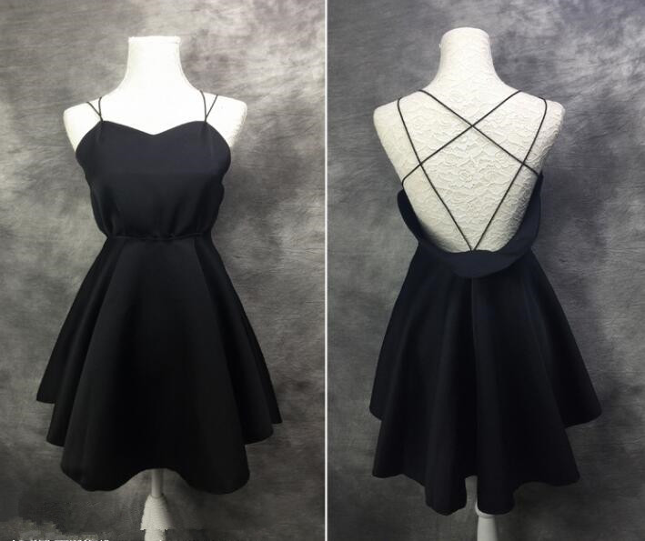 Black Strappy Backless Mini Dress For Women on Luulla