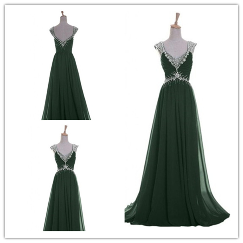Fashion Chiffon V Neck Prom Dresses Evening Dress L94