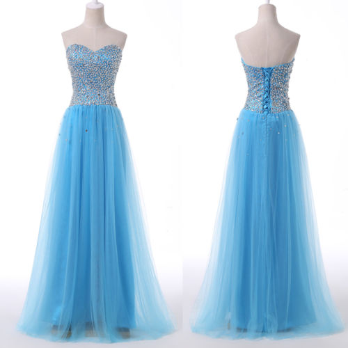 2015 Fashion Full Length Tulle Beaded Prom Dresses Evening Dress Bridesmaid Dresses Custom Made L132