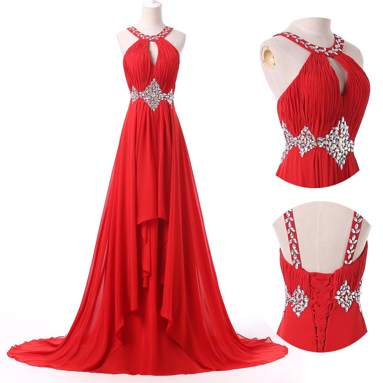 2015 Fashion Full Length Chiffon Beaded Prom Dresses Evening Dress Bridesmaid Dresses Custom Made L133