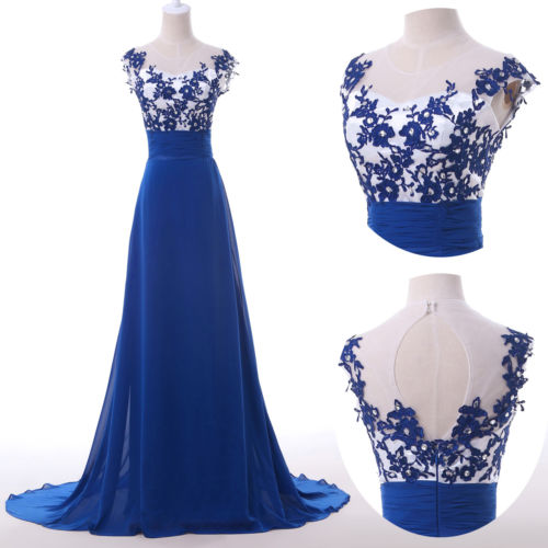 2015 Fashion Full Length Lace Applique Chiffon Prom Dresses Evening Dress Bridesmaid Dresses Custom Made L153